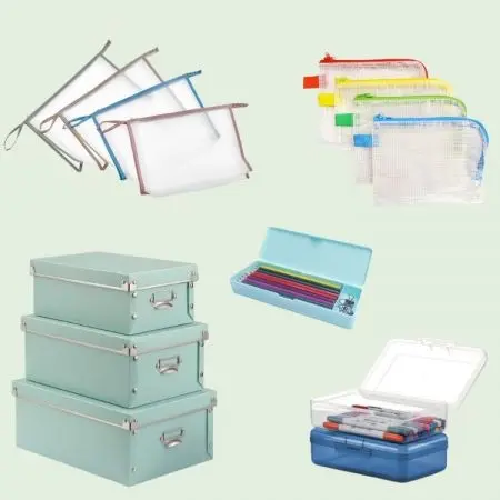 Zipper Bag & Storage Box - Bags for school and personal use.